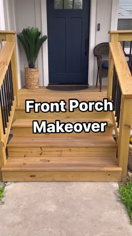 Let me start off by saying that I am not a professional. I am just an everyday mom trying to save money where I can. Paying $500 to stain a porch is a lot, especially knowing how much I could save doing it on my own.  Now I will say, this project requires only a few products but takes a lot of work. So make sure you do it over a long weekend.  1. I started off by using a wood cleaner. I used Olympic wood cleaner. Let sit for 10 mins and rinse away. I had a new porch added so there was no stripping needed. If you have an older deck or porch, you may need to strip.  2. I let the wood dry for 24hrs 3. Using a sander, I sanded down all rough parts.  4. Using a behr stain pad I applied behr semitransparent wood stain and sealer in color TUGBOAT. With semitransparent you can see the marks of a regular pain brush so this paint pad helps. make sure you are applying evenly. After 2 hours I applied a second coat.  5. It is rain resistant after 4 hours of application but takes 72 hours to fully cure. The hardest part is making sure no traffic goes on all the wood while it’s curing.  There you have it. Sounds easy, but it’s a multiple step process that takes a few days.  Happy DIYing  #behr #homedepot #homeprojects #womenempowerment #harborfreight #dıy #diyprojects #homeimprovement #diyhomeprojects #painting #staining 