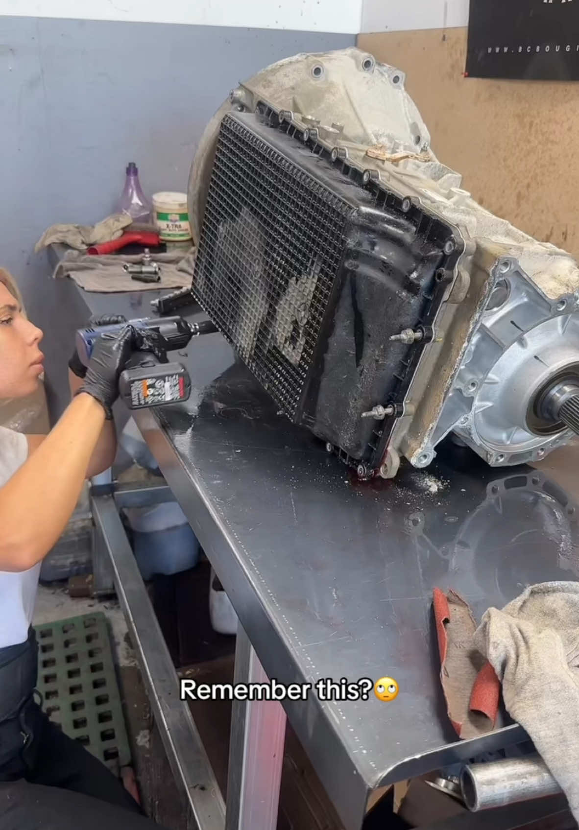 I’ll never forget this moment 🙈 #fyp #foryou #womenintrades #mechanic #apprentice #garage #mechanicshop #contentcreator #cars #cargirl #mechanicgirl #technician #carrepair #transmission #tik_tik #video #reels #tools #snapontools #PetsofDyson 