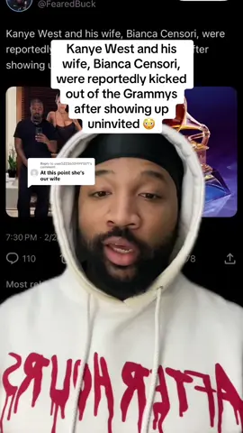 Replying to @user52236034991371 Ye & Bianca were kicked out of the Grammys 😳 Make sure you go follow @Trvp Still Boomin 🫡