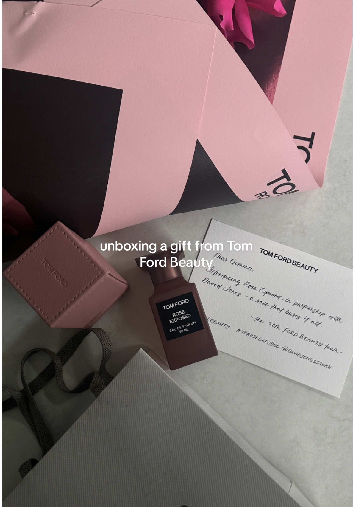 Unboxing a gift from @tomfordbeauty. Will do a Perfume of the Day on this soon but first impressions are 😮‍💨 #tomfordbeauty #tomfordroseexposed #fragrancetiktok #perfumetok #tfroseexposed #prgift 