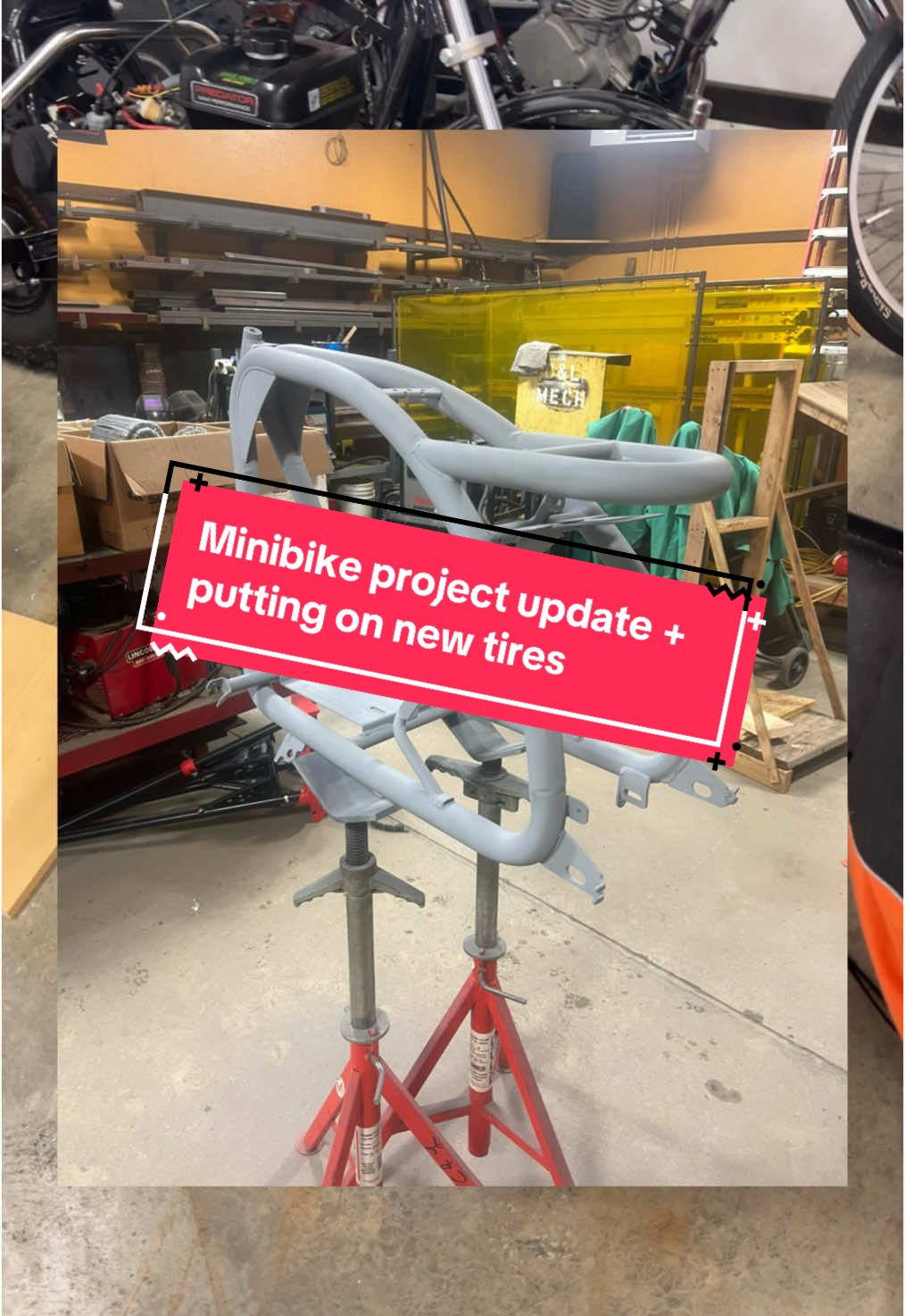 Lil update on the winter 420cc minibike project, and new tire installation  #fyp #capcut #minibikelife #pitbike #build #minibikesyndicate #fypage #bt200x #coleman #420cc 