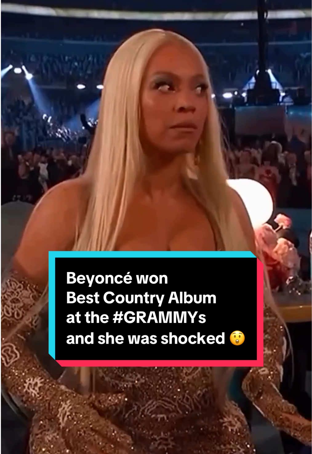 The expression on Beyoncé’s face when she won Best Country Album at the 2025 #Grammys  for her album #CowboyCarter? Priceless!  🎥 @ebonymagazine  #BellaNaija BellaNaija.com 