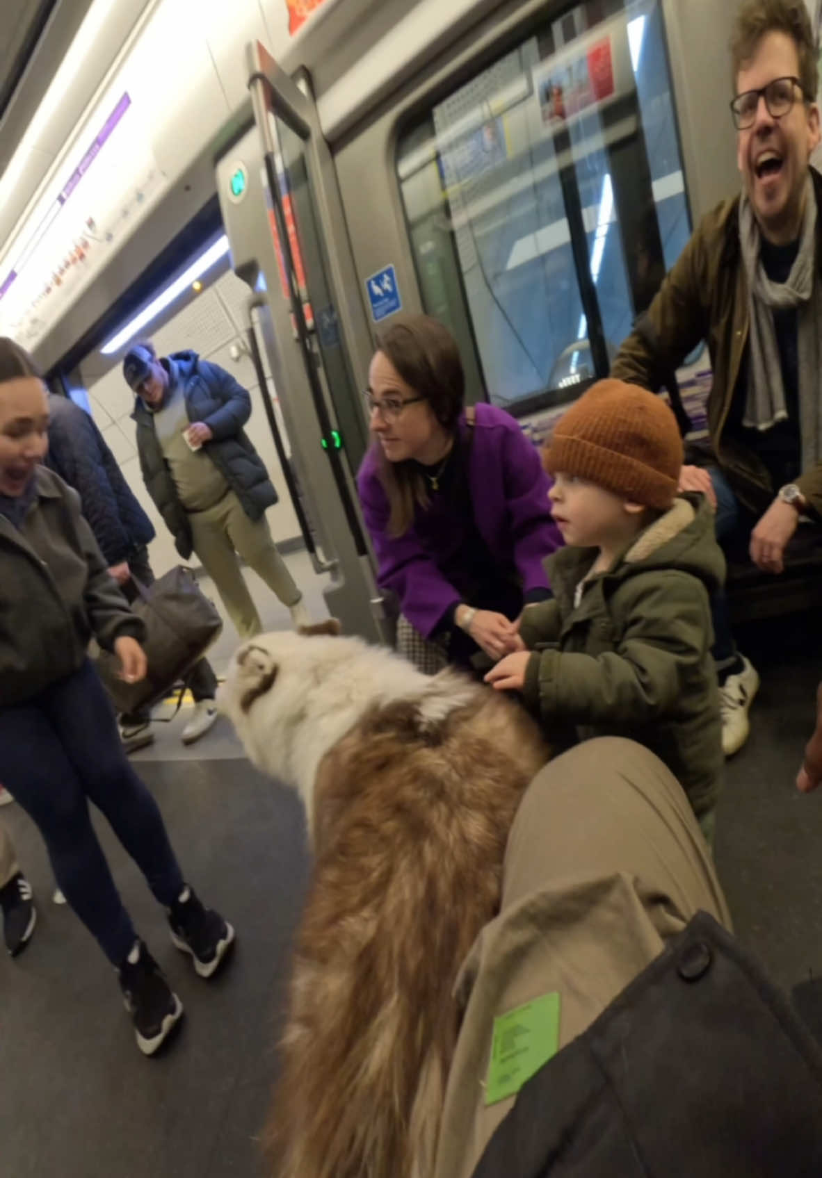Train Interactions With My Dog!!  #husky #tfl #london #subway #viral #celebrity #fyp #foryou #tube #pet 