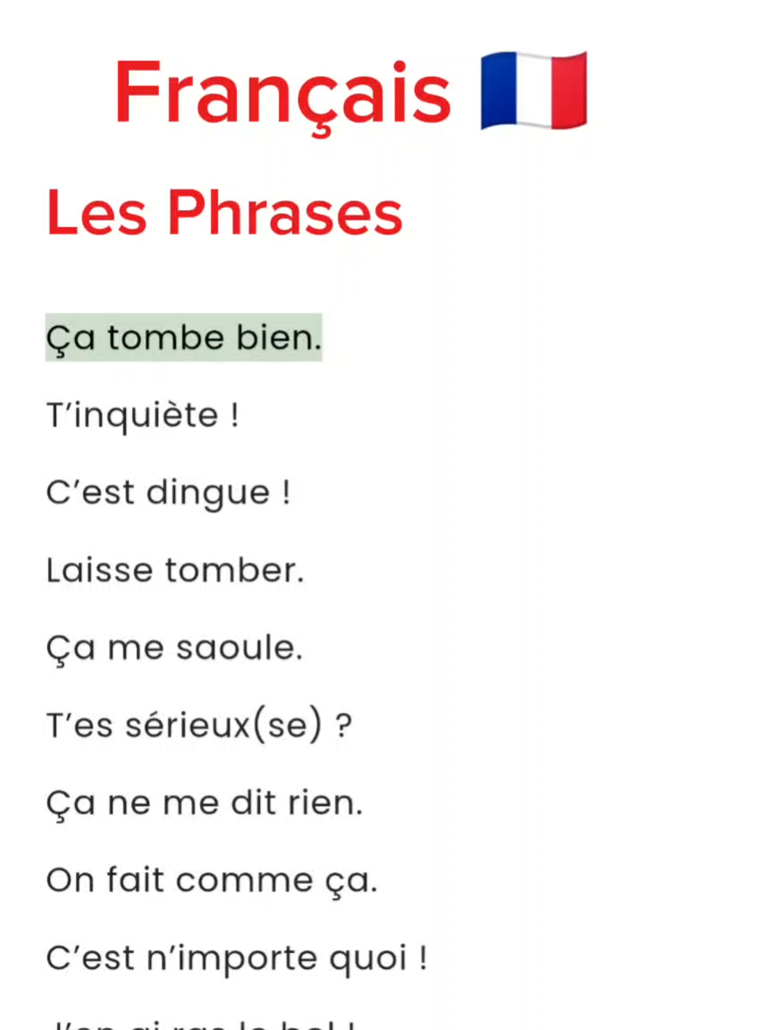 Français. Les Phrases 🇲🇫 #ApprendreLeFrançais #et #bien #PhrasesEnfrançais #LearnFrench #français #ParlerFrançais #CoursDeFrançais #frenchlearning #pourtoi 