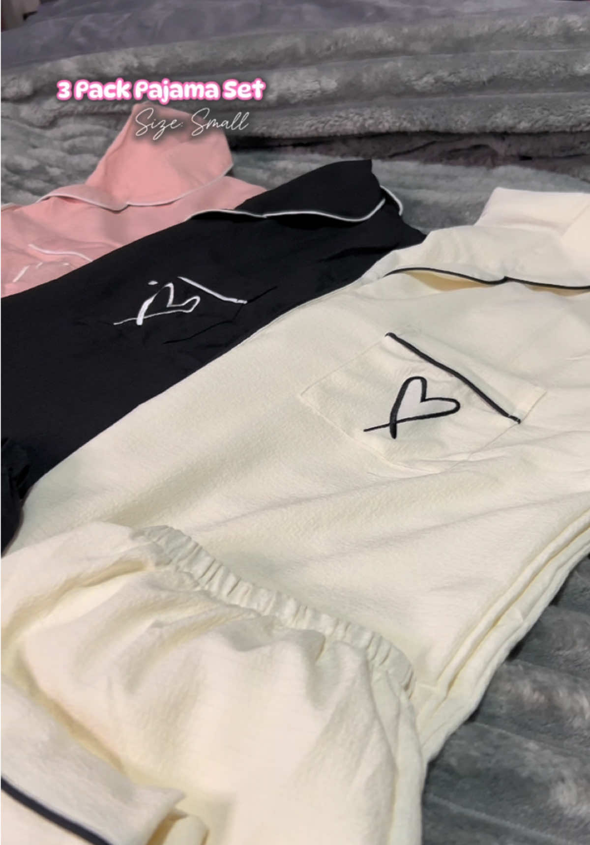 Size: S | Pajama sets make me feel so put together 💕🥰 #pajamaset #tiktokshop #3pack #pajamas #pjs #nightroutine #cutepjset #girlygirl #womenspajamas #womensclothing #sleepclothes #cozynights #nightclothes #fyp #fypシ #foryoupage 