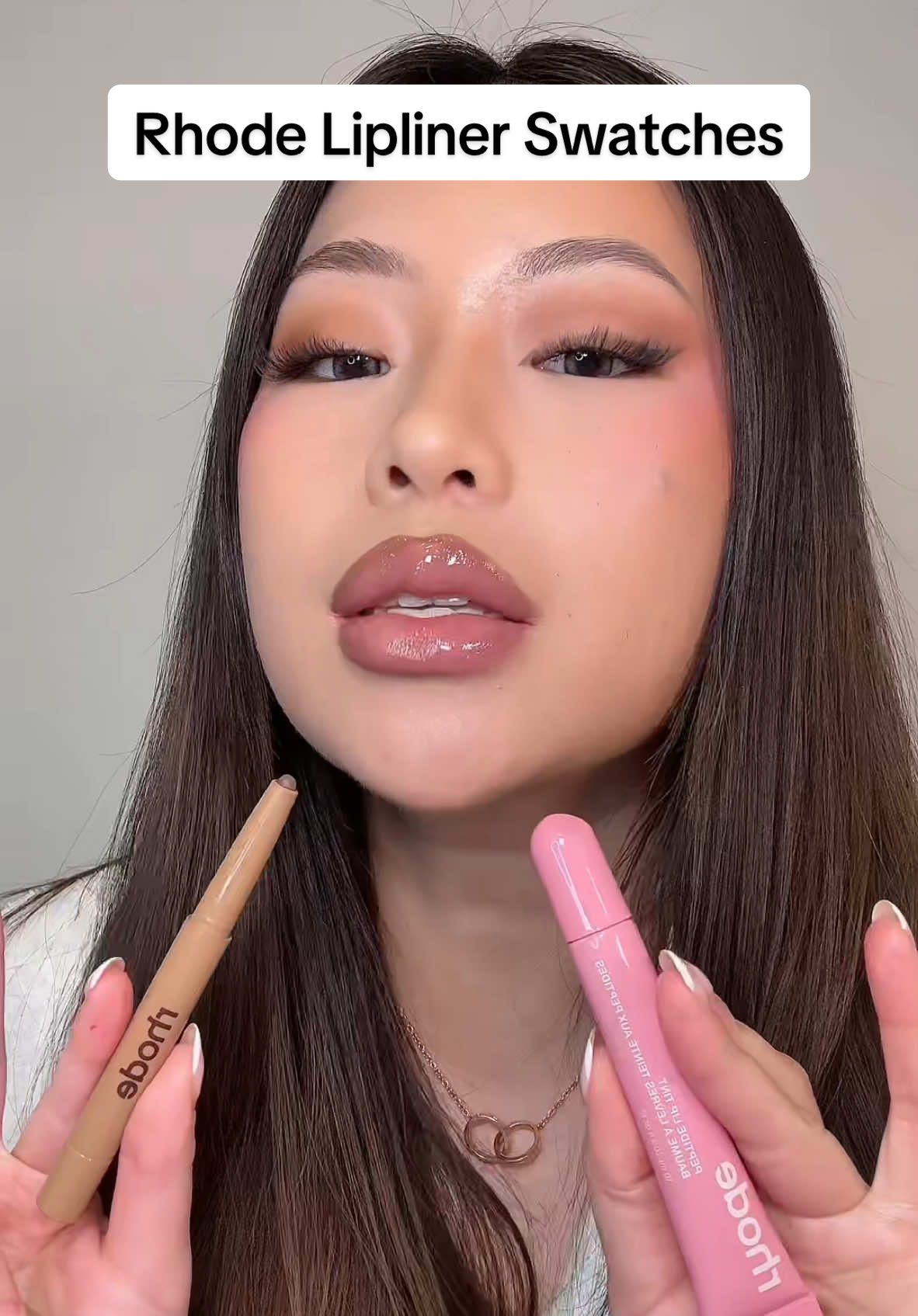 Replying to @elsie actually swatching all the @rhode skin lip liners I got for you this is shade stretch & flex the two deeper shades in the collection