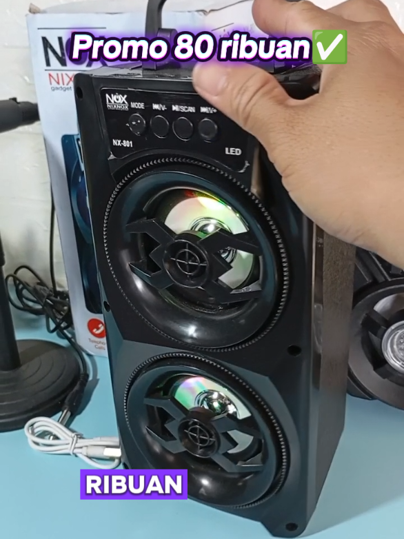 Speaker Bluetooth Bass 2x3,5 inchi, Free Mik & Kabel Cas #eletronik  #speaker  #speakerbluetooth 