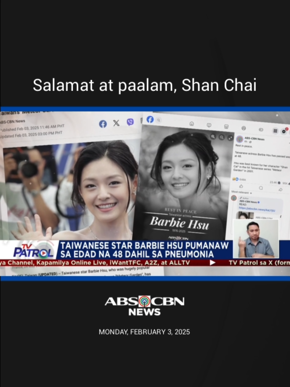 Salamat at paalam, Shan Chai. #tvpatrol #starpatrol #abscbnnews #fyp #news