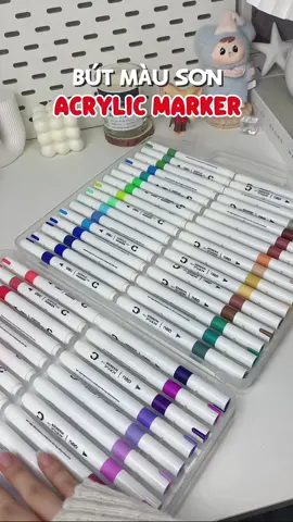 Bộ bút màu sơn Acrylic Marker nhà Deli sao ưng quá 🥰🥰 #deli #butmau #dungcutienich #xuhuong #vairal #unboxing #review 