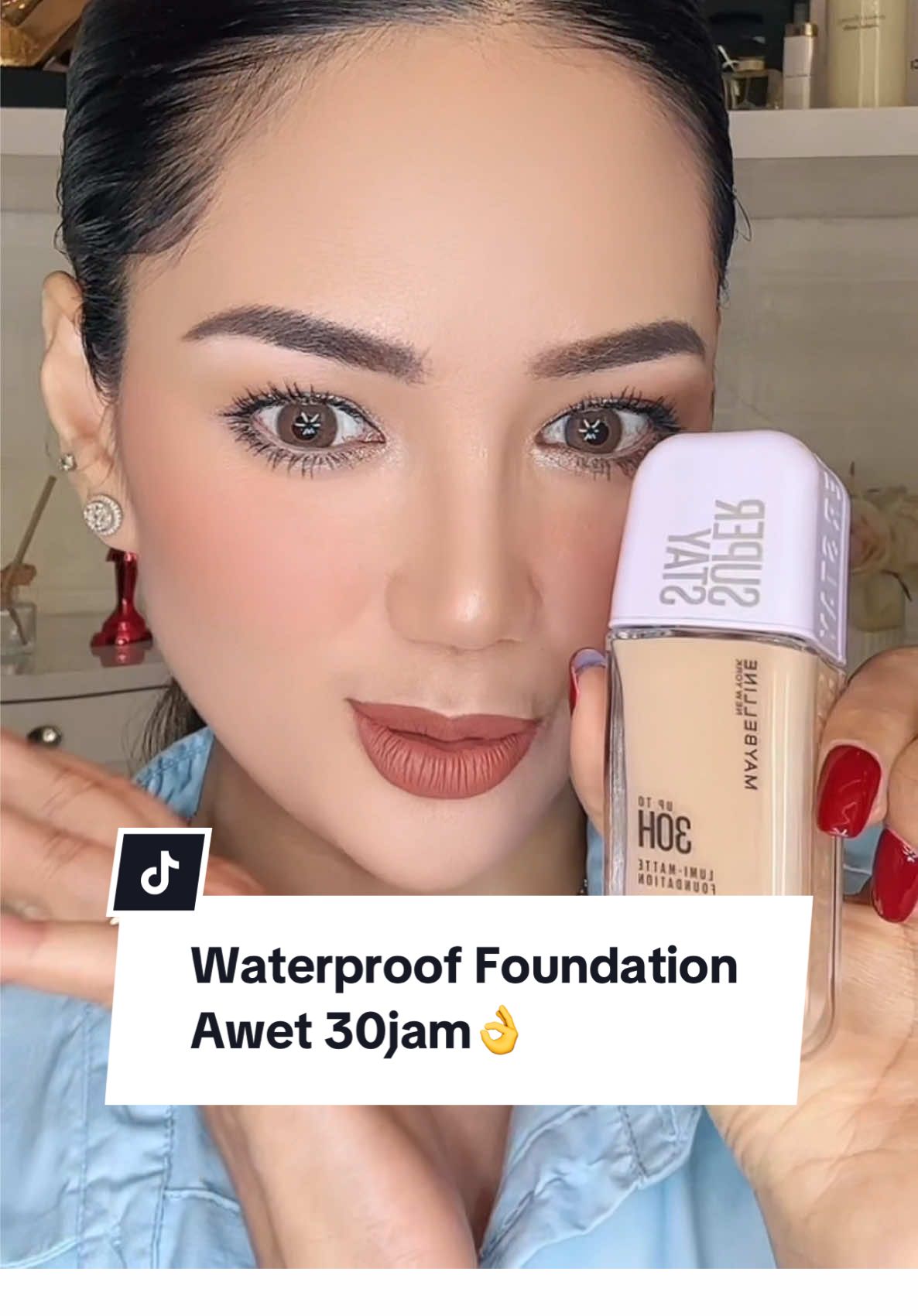 Foundation terawet & waterproof #tiktok #makeupartist #wearemaybelline #superstayfoundationtransferproof #makeupartistcheck #fypage #bugischeck #contentcteator #fypage 