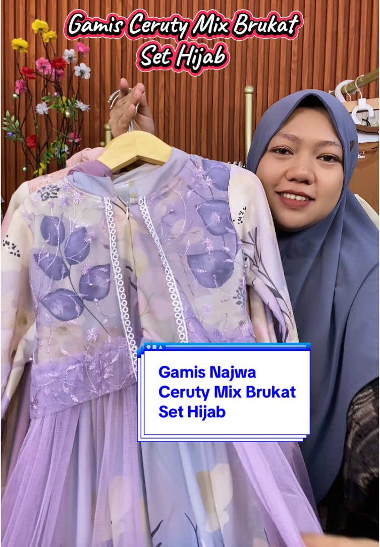 Gamis anak bahan ceruty mix brukat, sudah set hijab#gamis #gamisanak #lebaran #wibgajian #cuantanpabatas 