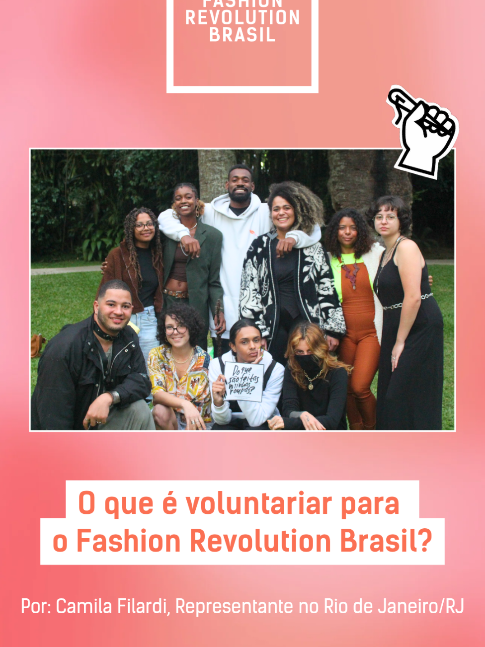 Conheça Camila Filardi Leal, nossa Representante Local em Petrópolis/RJ, que conta um pouco para a gente sobre como é voluntariar no Fashion Revolution Brasil. As inscrições estão abertas para novos voluntários até 09 de fevereiro! 🚨 Se você quer ser porta-voz do movimento, organizar ações ativistas na Semana Fashion Revolution 2025, mobilizar sua comunidade ou sua instituição de ensino, essa é a sua chance!  Inscreva-se agora: fashionrevolutionbrasil.org/faca-algo  ou pelo link na bio. #Moda #ModaAtivista #Voluntário #Voluntariado #RevoluçãodaModa #Estudante #Docente #Universidade #Escola #Cidade #Brasil #TrabalhoVoluntario #SemanaFashionRevolution