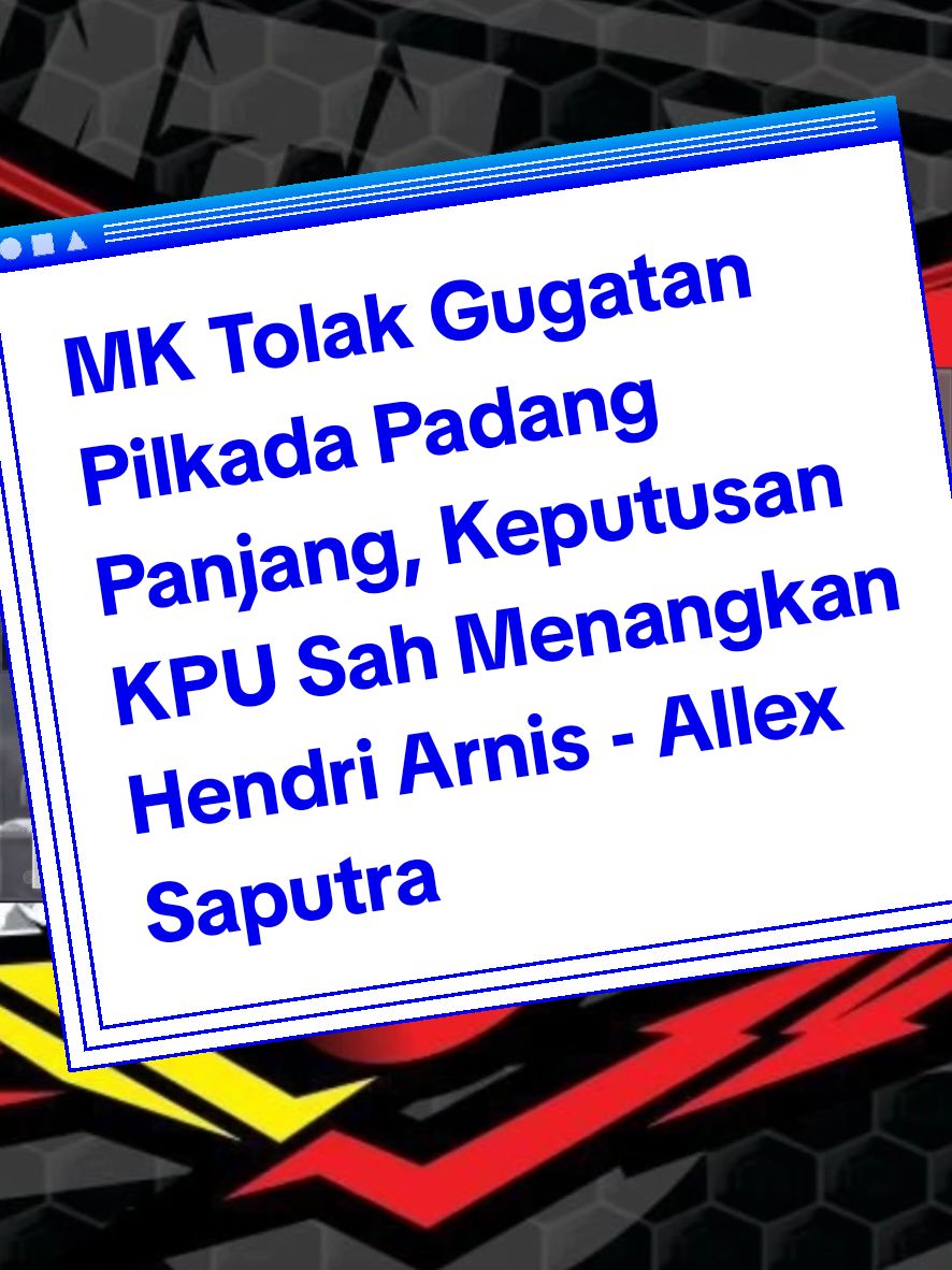 Mahkamah Konstitusi (MK) menolak gugatan yang diajukan oleh pasangan calon walikota dan wakil walikota Padang Panjang, Nasrul-Eri, terkait hasil Pilkada Padang Panjang 2024.  Putusan ini dibacakan dalam Sidang Pengucapan Putusan/Ketetapan yang digelar pada Selasa (4/2/2025) di Ruang Sidang Pleno Gedung I MK. Sidang dipimpin oleh Ketua MK Suhartoyo dan didampingi oleh delapan Hakim Konstitusi. Mahkamah Konstitusi menilai bahwa Nasrul-Eri tidak memenuhi syarat ambang batas selisih suara yang ditetapkan oleh undang-undang. Selisih suara mereka dengan pasangan calon pemenang, Hendri Arnis-Allex Saputra, melebihi 2 persen. “Dalam pokok permohonan, menyatakan permohonan pemohon tidak dapat diterima,” ujar Ketua MK Suhartoyo saat membacakan amar putusan dilansir laman resmi MK. Dalam pertimbangannya, Mahkamah menilai bahwa Pemohon, yakni Pasangan Calon Walikota dan Wakil Walikota Padang Panjang Nomor Urut 2 Nasrul dan Eri tidak memiliki kedudukan hukum untuk mengajukan permohonan. Hal itu berkaitan dengan selisih perolehan suara antara Pemohon dengan Pihak Terkait, yakni Pasangan Calon Walikota dan Wakil Walikota Padang Panjang Nomor Urut 3 Hendri Arnis dan Allex Saputra yang merupakan pemenang yang ditetapkan Komisi Pemilihan Umum (KPU) Padang Panjang sebagai Termohon. Menurut Majelis Hakim Konstitusi, selisih perolehan suara Pemohon dengan Pihak terkait berdasarkan Pasal 158 ayat (2) huruf a Undang-Undang Nomor 10 Tahun 2016 semestinya maksimal 2 persen atau 583 suara untuk mengajukan permohonan PHPU Kada. Namun nyatanya, Pemohon memperoleh 11.439 suara, sedangkan Pihak Terkait memperoleh 12.684 suara. Dengan demikian, perbedaan perolehan suara antara Pemohon dan Pihak Terkait adalah 1.245 suara atau 4,9 persen. “Oleh karena itu, menurut Mahkamah, Pemohon tidak memiliki kedudukan hukum untuk mengajukan permohonan a quo,” ujar Hakim Konstitusi Daniel Yusmic P Foekh saat membacakan pertimbangan putusan di persidangan. Sebelumnya dalam permohonan yang dibacakan pada Sidang Pemeriksaan Pendahuluan, Nasrul-Eri (Pemohon) telah mendalilkan pelanggaran-pelanggaran yang dilakukan secara terstruktur, sistematis, dan masif (TSM). Di antara pelanggaran itu, Pemohon menyebut adanya praktik money politic atau politik uang yang signifikan sehingga mempengaruhi hilangnya perolehan suara Pemohon. Menurut Pemohon, ada 1.600 Surat Tugas Relawan yang dibagikan untuk menjadi saksi bayangan pada masa tenang dengan janji pemberian uang. Dari dalil permohonan yang diuraikan, Pemohon menyampaikan petitum, yaitu meminta agar Majelis Hakim Konstitusi membatalkan Keputusan KPU Kota Padang Panjang mengenai Penetapan Hasil Pemilihan Walikota dan Wakil Walikota Tahun 2024. Kemudian Pemohon meminta kepada Majelis Hakim Konstitusi untuk memerintahkan KPU Kota Padang Panjang melakukan pemungutan suara ulang.(*) #tiktok #fyp #padangpanjang #sumbar #sumbartiktok #pilkada #pilkada2024 