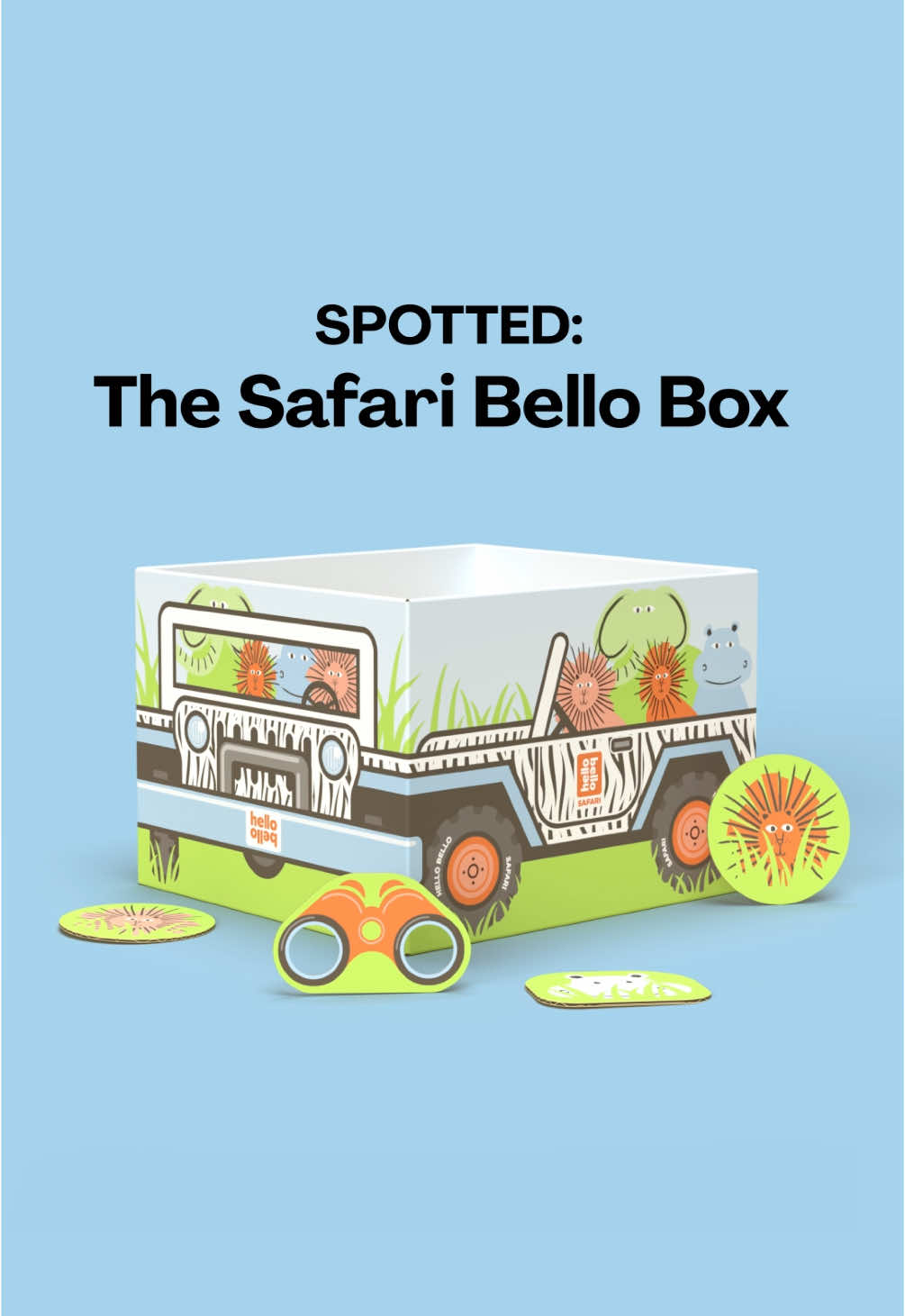 Tiny explorers, big adventures! Our newest play box is an expedition in adorableness. 🦁🐘 The Safari Box is available now for subscribers on Hellobello.com. 💛