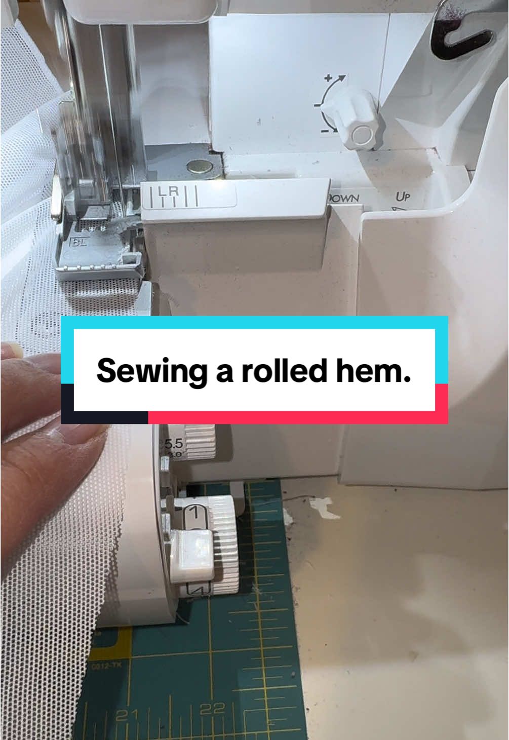 Sewing a rolled hem. #customcostumemaker #customdancecostume #customcostume #madetomeasurements #dancerlife #competitiondancer #dancelife #myprocess #sewingtiltok #rolledhem #asmr