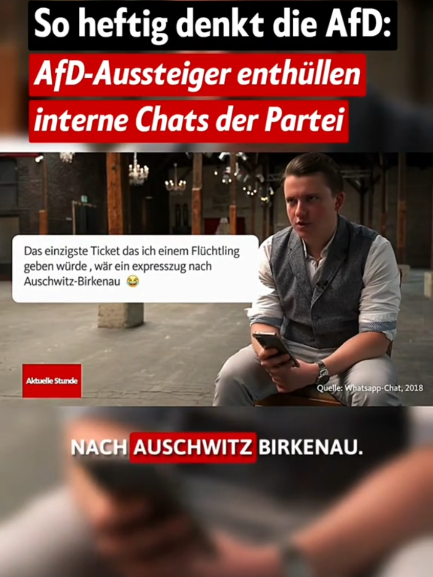 AfD-Aussteiger Alexander Leschik (2015–2021: Vize-Kreissprecher der AfD Münster und Bundesvorstandsmitglied der Jungen Alternative) und Nicolai Boudaghi (2013–2020: Mitglied im Bezirksvorstand der AfD Düsseldorf und stellvertretender Bundesvertreter der Jungen Alternative) geben einen Einblick in die menschenverachtenden Nachrichten, die in den Chatgruppen der AfD geteilt werden.  #afd #afddeutschland #alternativefürdeutschland #afdfraktion #jungealternative #jungealternative  #nicolaiboudaghi 