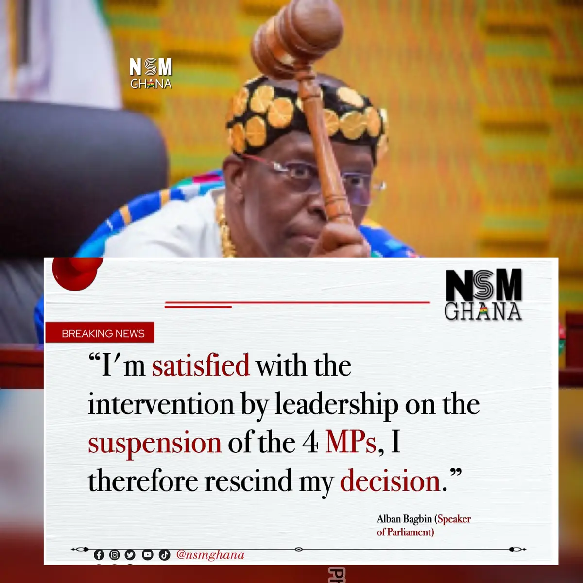 I'm satisfied with the intervention by leadership on the suspension of the 4 MPs, I therefore rescind my decision. #fyp #trnding #trendingvideo 