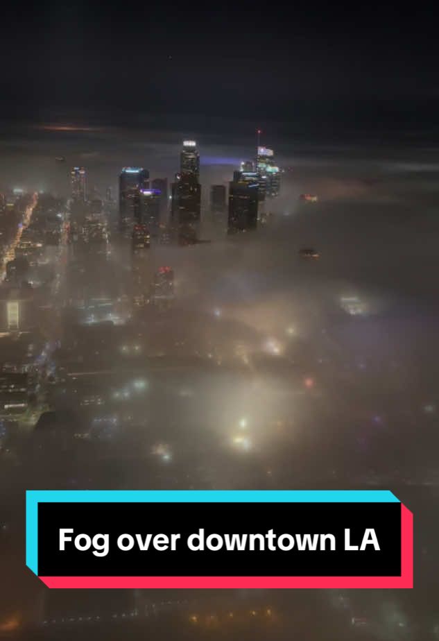 Eliana Moreno in NewsChopper4 captured the intense fog over downtown Los Angeles Sunday night. #nbcla #fog #foggy #downtowLA #DTLA #LosAngeles