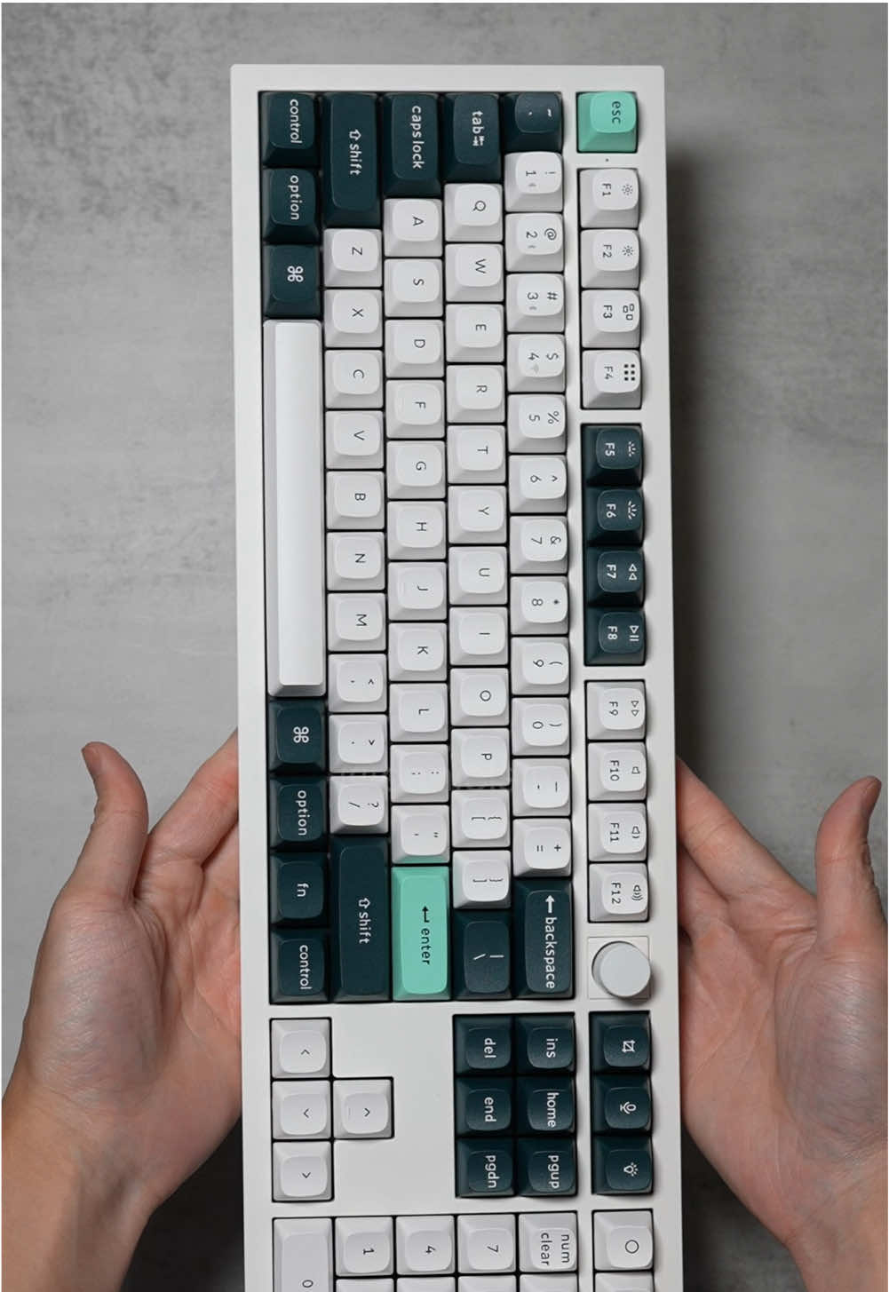 The Keychron Q6 HE is a full-size (100%) wireless keyboard with a 1000Hz polling rate that is great for gaming! It is compatible with Mac or PC and they give you the keys and accessories to change them. @Keychron 