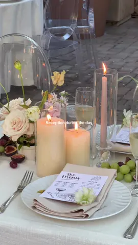 Reception day vs night 🤍🕯️wedding tip: more candles always make the space dreamy and romantic #weddingreceptionideas #weddingtrend #weddingtablesetting #weddinginspo #fyp #bridetobe 