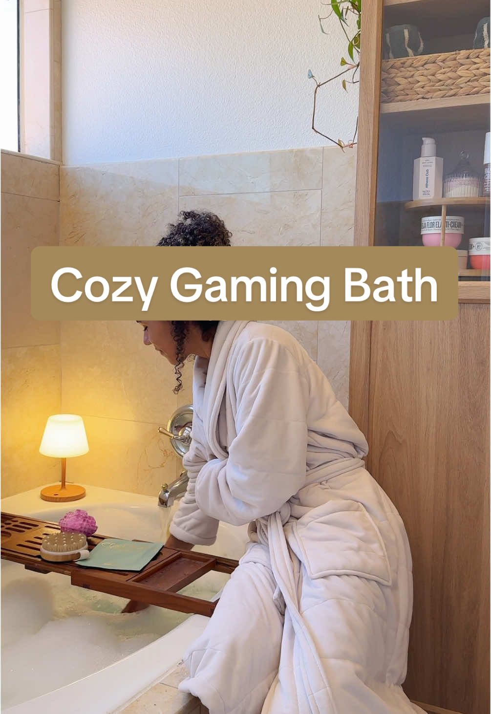 the perfect combo🕯️🛀🏽 just don’t drop it in lmao. but guys i’ve been GLUED to this game any free second I get, how about you? #cozybath #cozygaming #cozytok #cozyhobbies #cozygames #cozygamer #hellokittyislandadventures #hellokittyislandsdventure #hkia #nintendoswitch #hellokittygame 