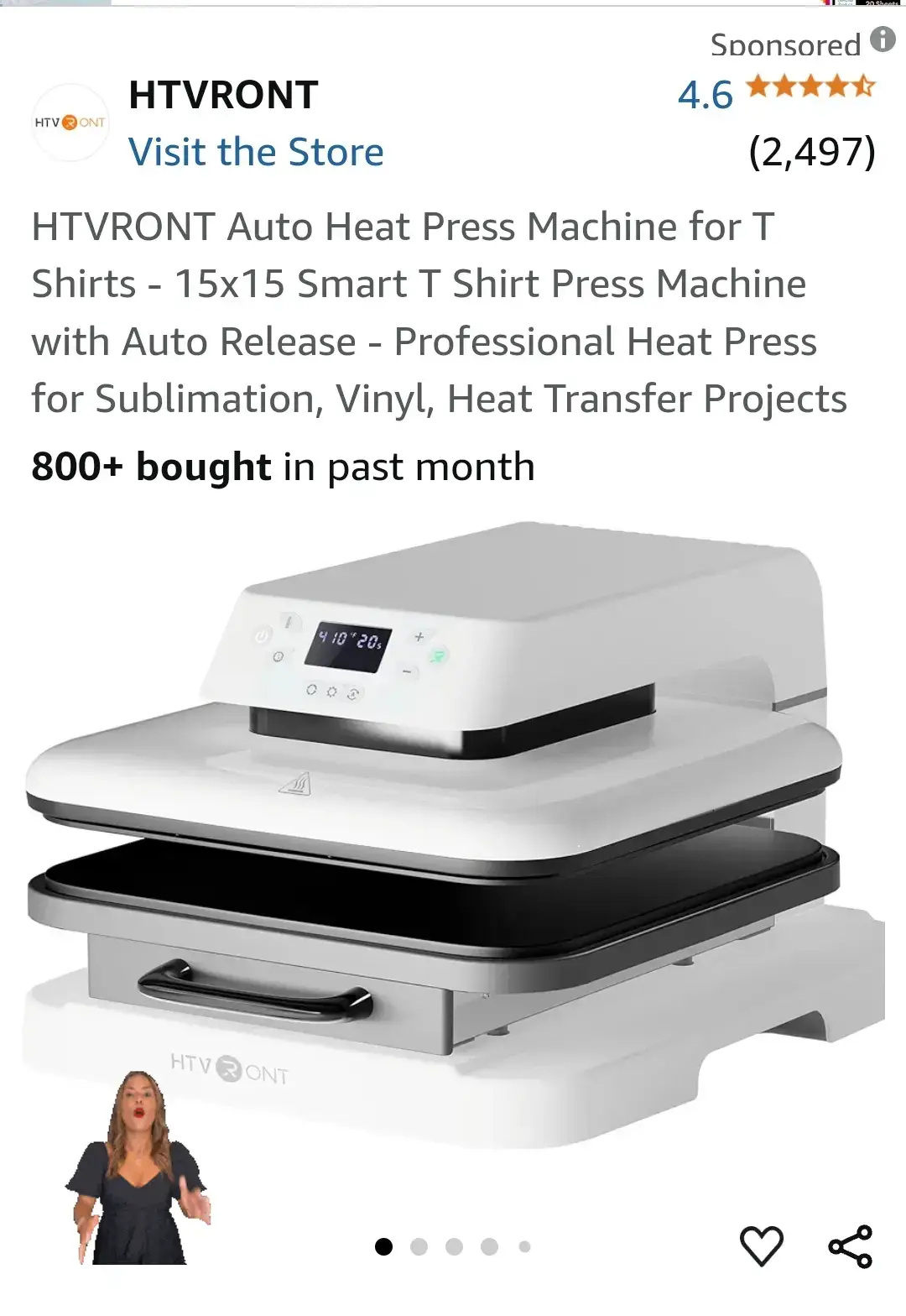 https://amzn.to/40NJTKr LIMITED TIME DEAL $212.40 HTVRONT Auto Heat Press Machine for T Shirts - 15x15 Smart T Shirt Press Machine with Auto Release - Professional Heat Press for Sublimation, Vinyl, Heat Transfer Projects