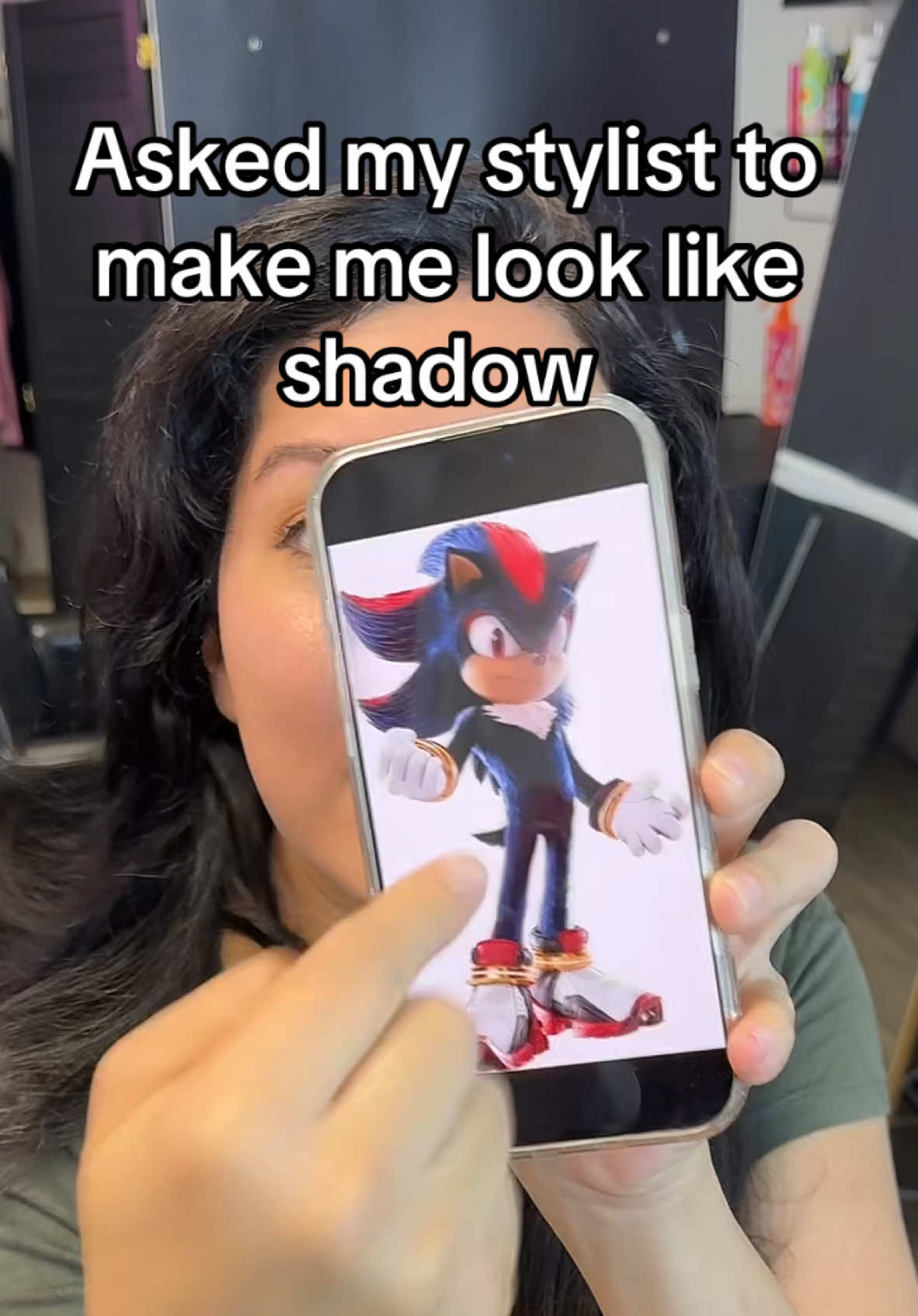 In my shadow era @Jacquiishair #shadowthehedgehog #wolfcut  #sonic #soyemo😈 #hairinspo #wolfcuthair #althair #althairstylist 