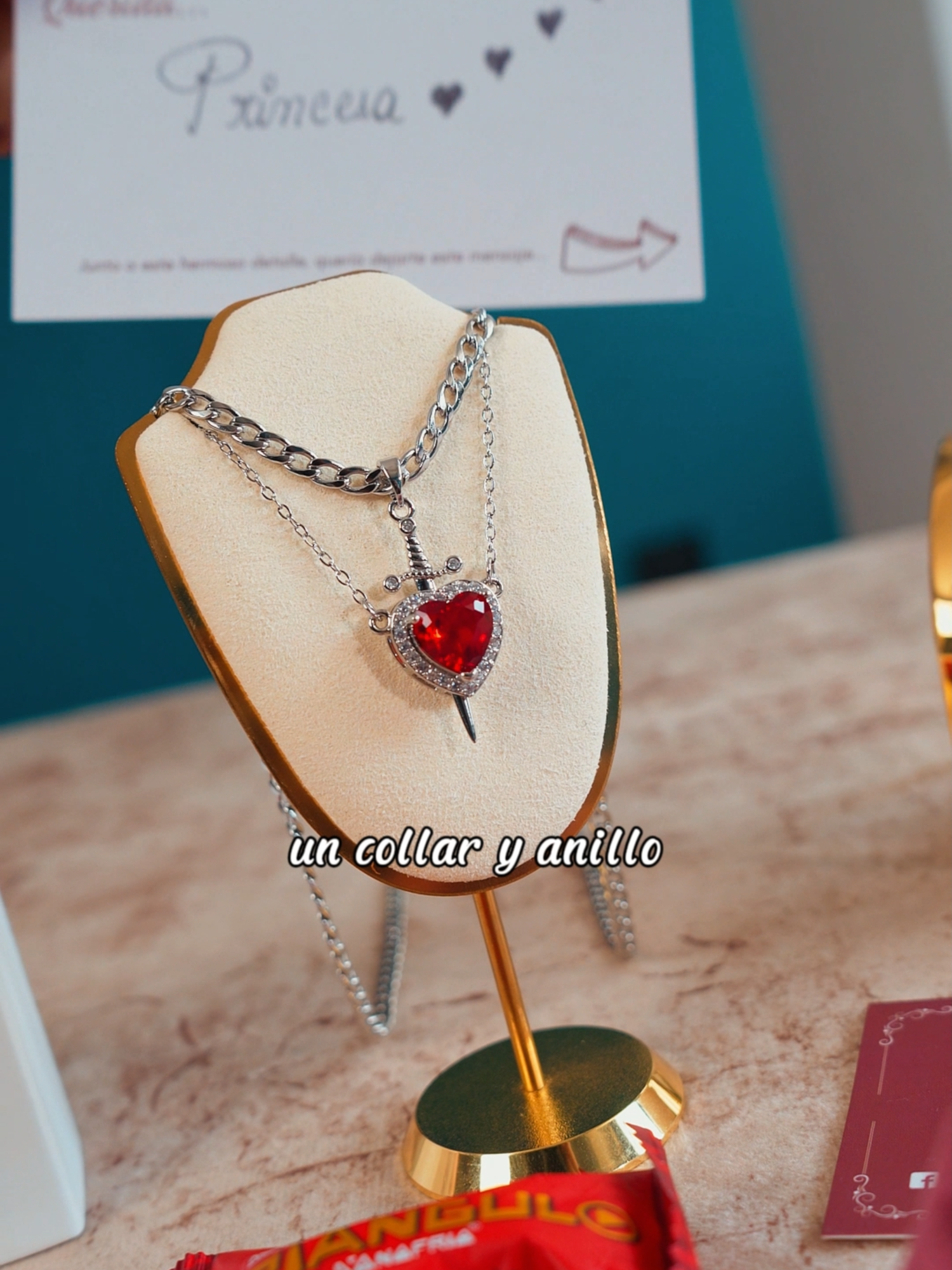 🎁 Regalo para parejas ❤️ Corazón & Espada 🗡️ #corazon #espada #collar #collares #set #accesorios #regalos #aniversario #anillo #parejas #parati #sanvalentin #febrero