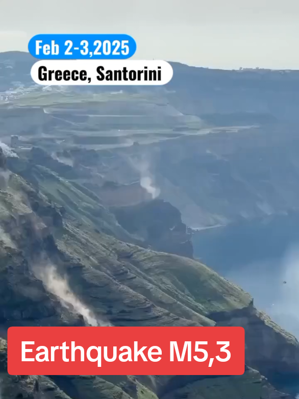 Feb 03,2025, Greece, Santorini.Rock falls on Santorini island due to the earthquake with magnitude 5.1 (Greece, 3.02.2025).                                                                        For more than 2 days a series of earthquakes continues in the Cretan Sea, 10-30 kilometers to the northeast of the island of Santorini (Tira). Dozens of earthquakes with magnitude 4.0+ have been recorded. The strongest earthquake with magnitude 5.1 occurred today at 15:17 Moscow time, at a depth of 10 kilometers. The changing climate is leading to severe changes that pose a threat to our very existence. To protect ourselves and our planet, we must bring together the brightest scientific minds from around the world in a Global Scientific Center! We urgently need an International Disaster Alert and Rescue Service! It's time for humanity to unite for our survival! 🌍 Our power is in unity and humanity!!🫱🏼‍🫲🏽🌏 It is very important to have an emergency backpack🎒  in case of unforeseen circumstances. If you want to learn more about the causes of increasing climate change, we recommend you to read the report: 