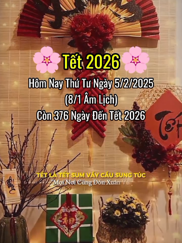 THÔNG BÁO: Còn 376 Ngày Đến Tết Bính Ngọ 2026. #tet2026 #tetnguyendan_binhngo2026 #demnguocdentet2026 #fyp #trends #xuhuongtiktok 