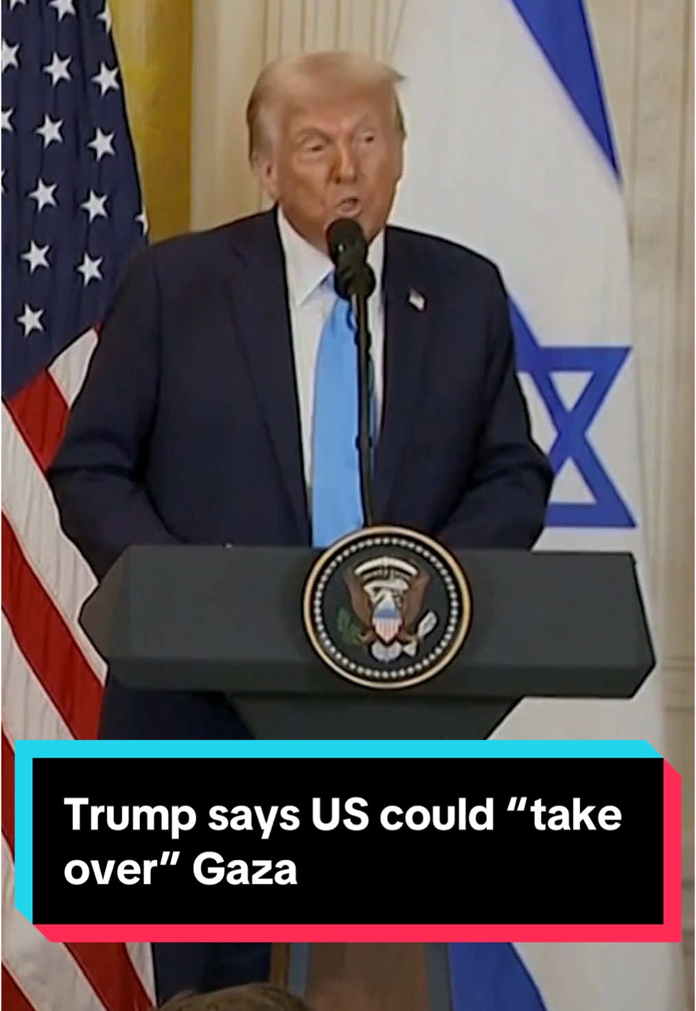 President Donald #Trump proposed the #US taking over the #Gaza Strip and assuming responsibility for reconstructing the war-torn territory during a press conference with Israeli Prime Minister Benjamin #Netanyahu — #worldnews #politics #geopolitics #Israel