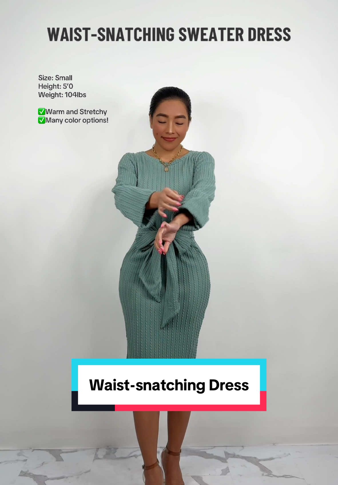 Elegant waist-snatching dress perfect for every occasion! - Many color options!  ✅Click the orange cart above my name to shop!🛍️  #sweaterdress #knitdress #waistsnatchingdress #falldress 