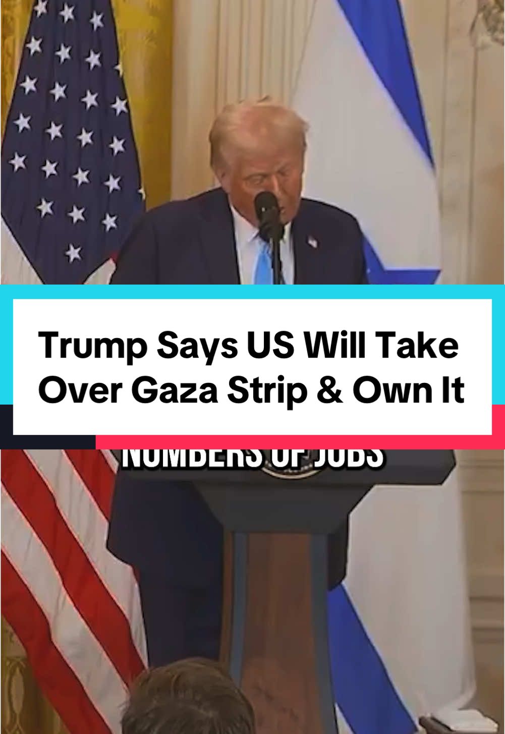 Trump Says US Will Take Over Gaza Strip & Own It #usa #america  Trump says the U.S. will take over the Gaza Strip and that we now own it. He also said that Palestinians will have to leave and move somewhere else. He says they’re going to have to go to Jordan & Egypt or somewhere else. Both countries have repeatedly said no. Here’s a direct quote from Trump on what the U.S. will do in it’s newly acquired Gaza - “we’re going to level the site and get rid of the destroyed buildings, level it out. Create an economic development that will supply unlimited numbers of jobs and housing for the people of the area. Do a real job.“ He says he’ll send troops if that’s necessary but that he’s mainly focused on developing it. Trump also said that he sees the United States as the long term owners of the Gaza Strip. He called it the riviera of the middle east. I'm gonna be real with y’all… I have no idea what he means by that we’re taking it over and that we own it. Like functionally I’m hearing it and I’m repeating it back to you, but still… what?