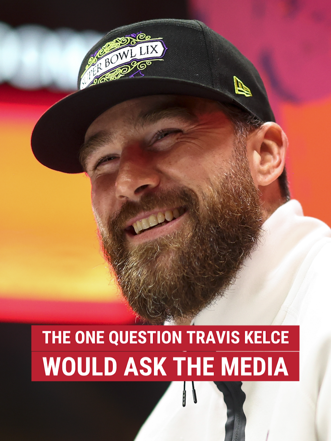 "Why are you guys leaning into this whole ref thing?" Kansas City Chiefs star @traviskelce was asked on if he had a question for the media as reporters gathered at the Caesars Superdome in New Orleans ahead of Super Bowl LIX.