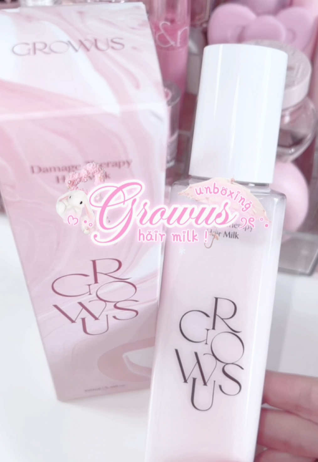 growus hair milk ꣑ৎ˚⊹ i lovee using this it’s so prettyy! || #pink #wonyoungism #hairmilk #growus #foryou #foryoupage #melodywonyx #coquette #coquetteaesthetic #aesthetic #unboxing #fyp 