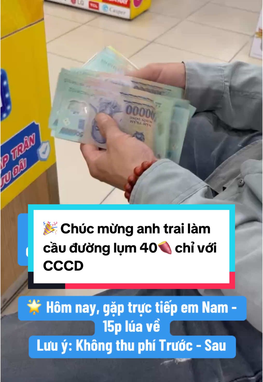 🎉 Chúc mừng anh trai làm cầu đường lụm 40🍠 chỉ với C.C.C.D #xuhuong #vaytienmat #vaytieudung #vaytienfecredit #vaykhongthuphi #vaytrongngay #kynamfecredit #fecredit #vaytiennhanhtrongngay #vaytienuytin #viraltiktok #xuhuongtiktok #tiktokawards 