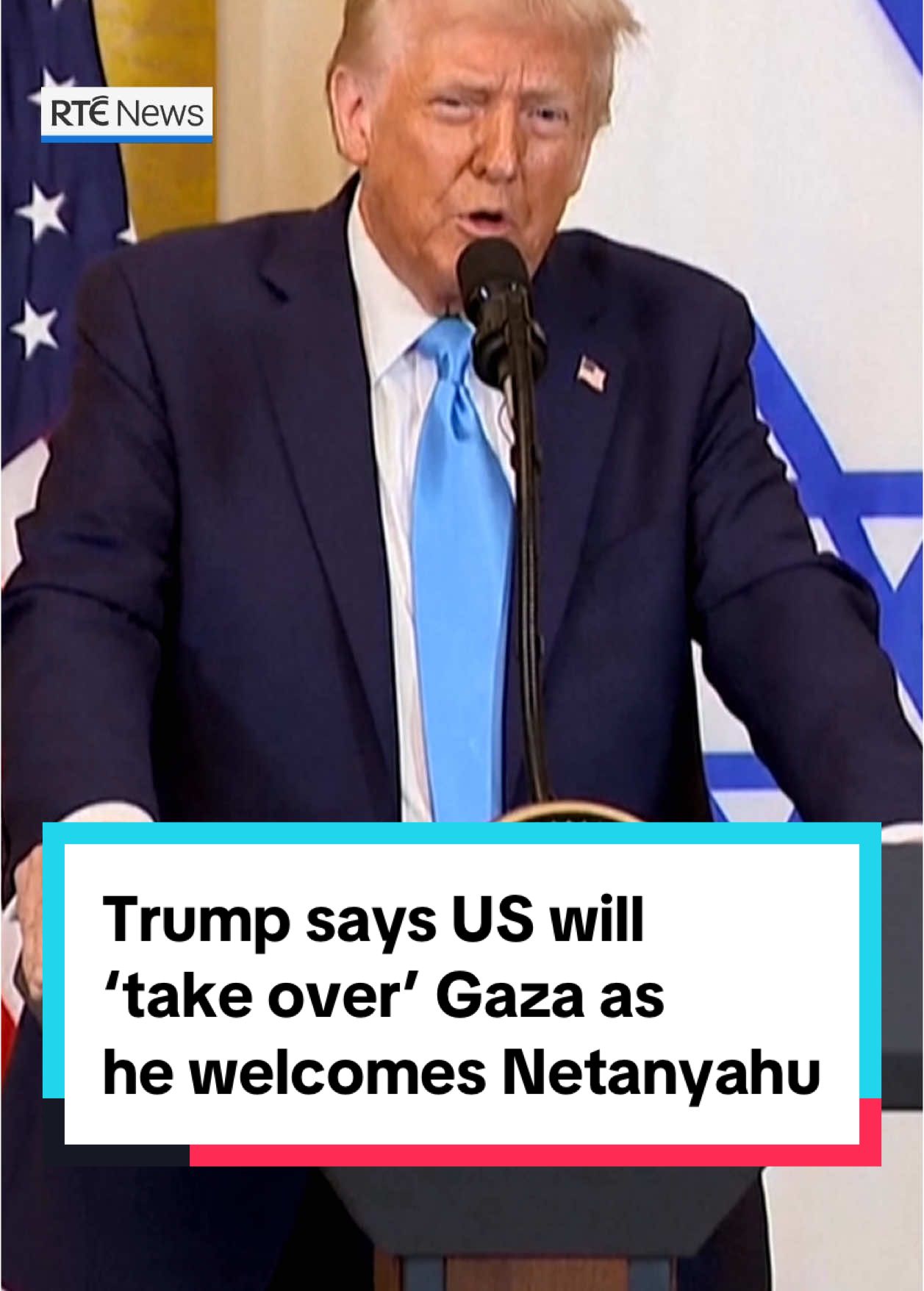 US President Donald Trump declared that the United States will “take over” Gaza, to build a “Riviera of the Middle East”, displacing the entire Palestinian people from the devastated enclave. Hosting Israeli Prime Minister Benjamin Netanyahu at the White House, Mr Trump said that all two million Palestinians from Gaza should be moved to countries like Egypt and Jordan, despite the Palestinians and both nations flatly rejecting his suggestion. Link in bio to read more📲 #rtenews #DonaldTrump #Gaza #Israel #US 