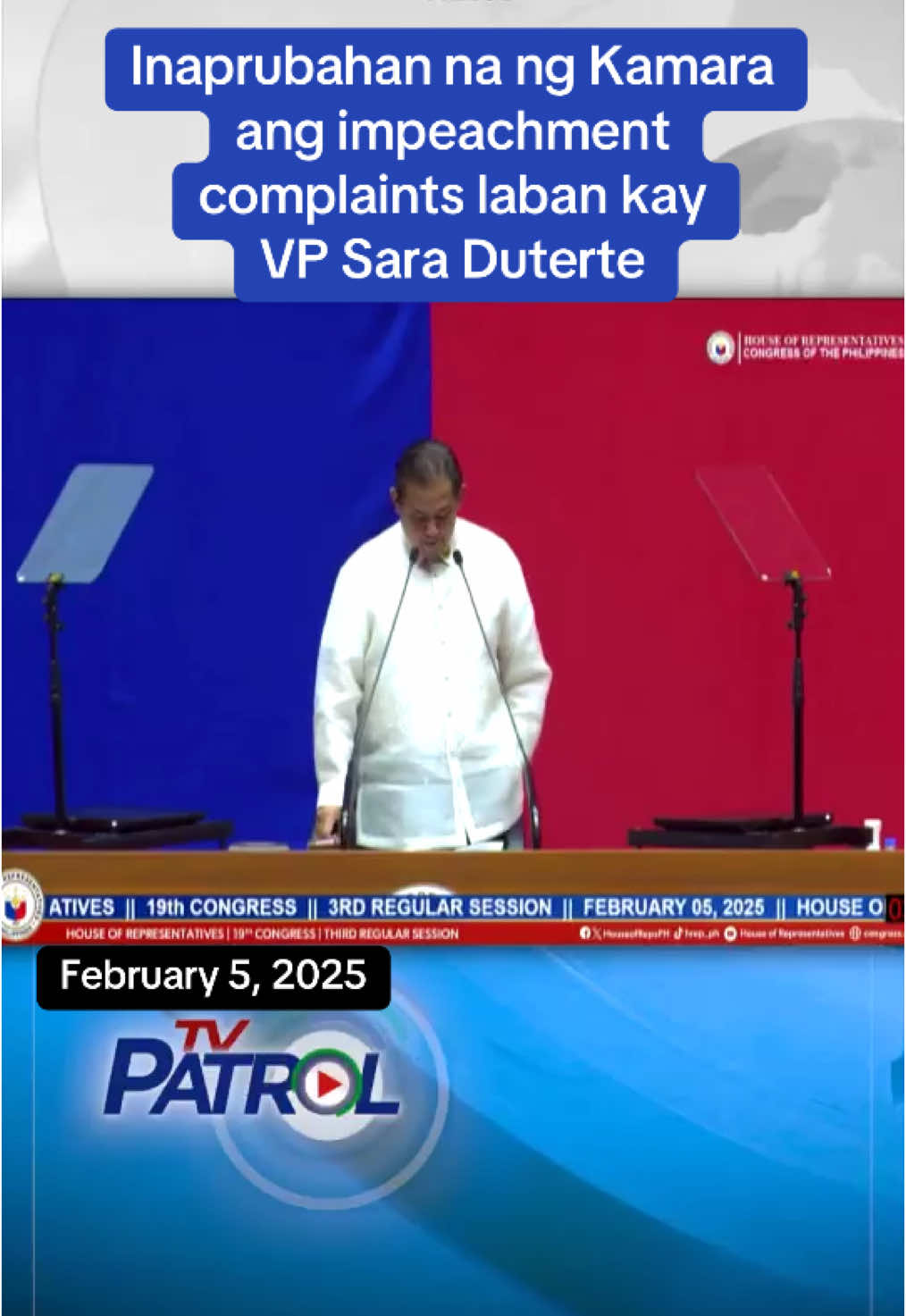 #tvpatrol #tvpatrolontiktok #tvpatrolnews #abscbnnews #newsph #fyp #impeachment #congress #vpsara #duterte 