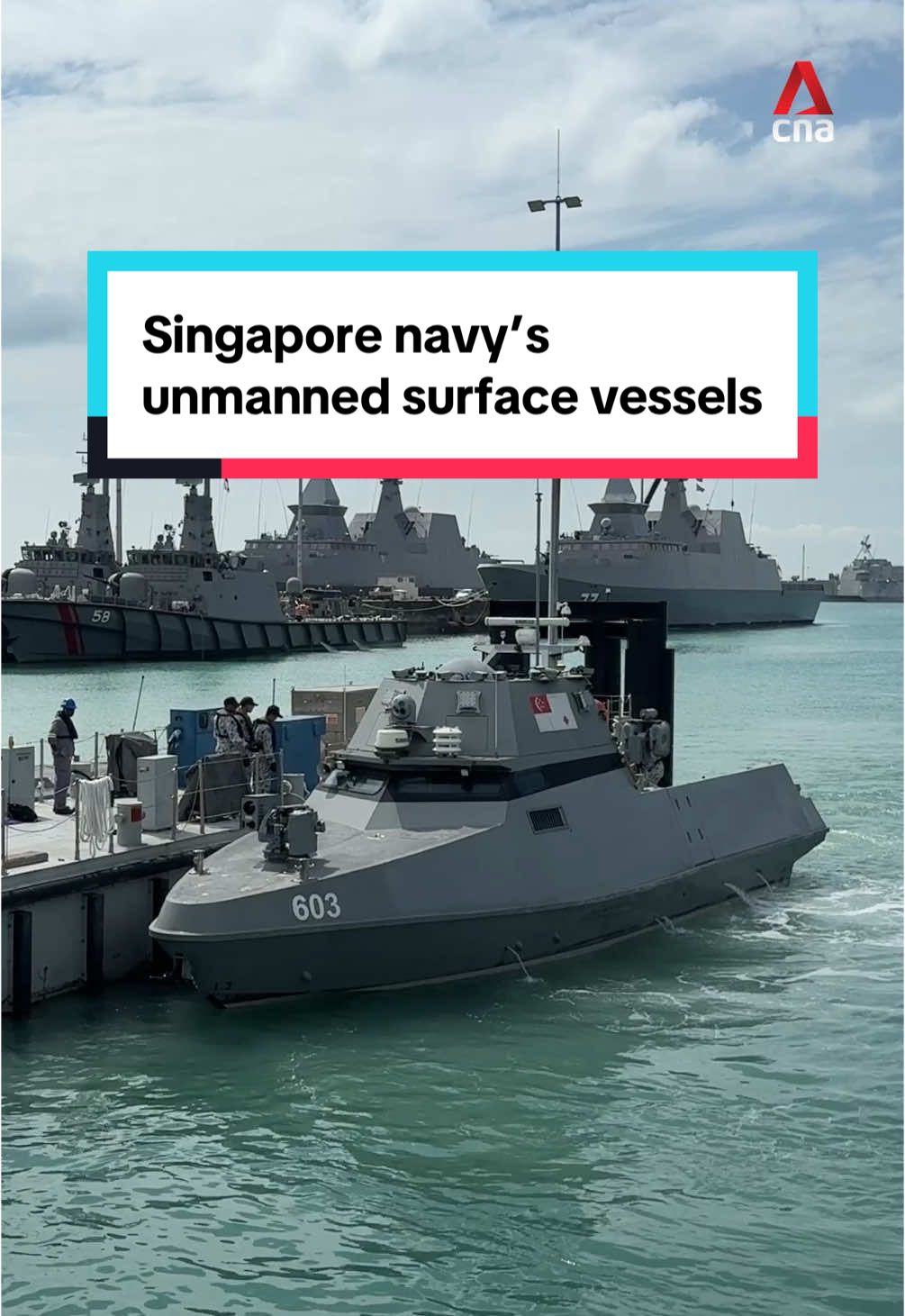 The Republic of Singapore Navy has acquired four Maritime Security Unmanned Surface Vessels, which have began operational patrols in January. These vessels can conduct autonomous navigation with the help of a radar and 360-degree camera. #sgnews #singapore (Video: CNA/Jeremy Leong)