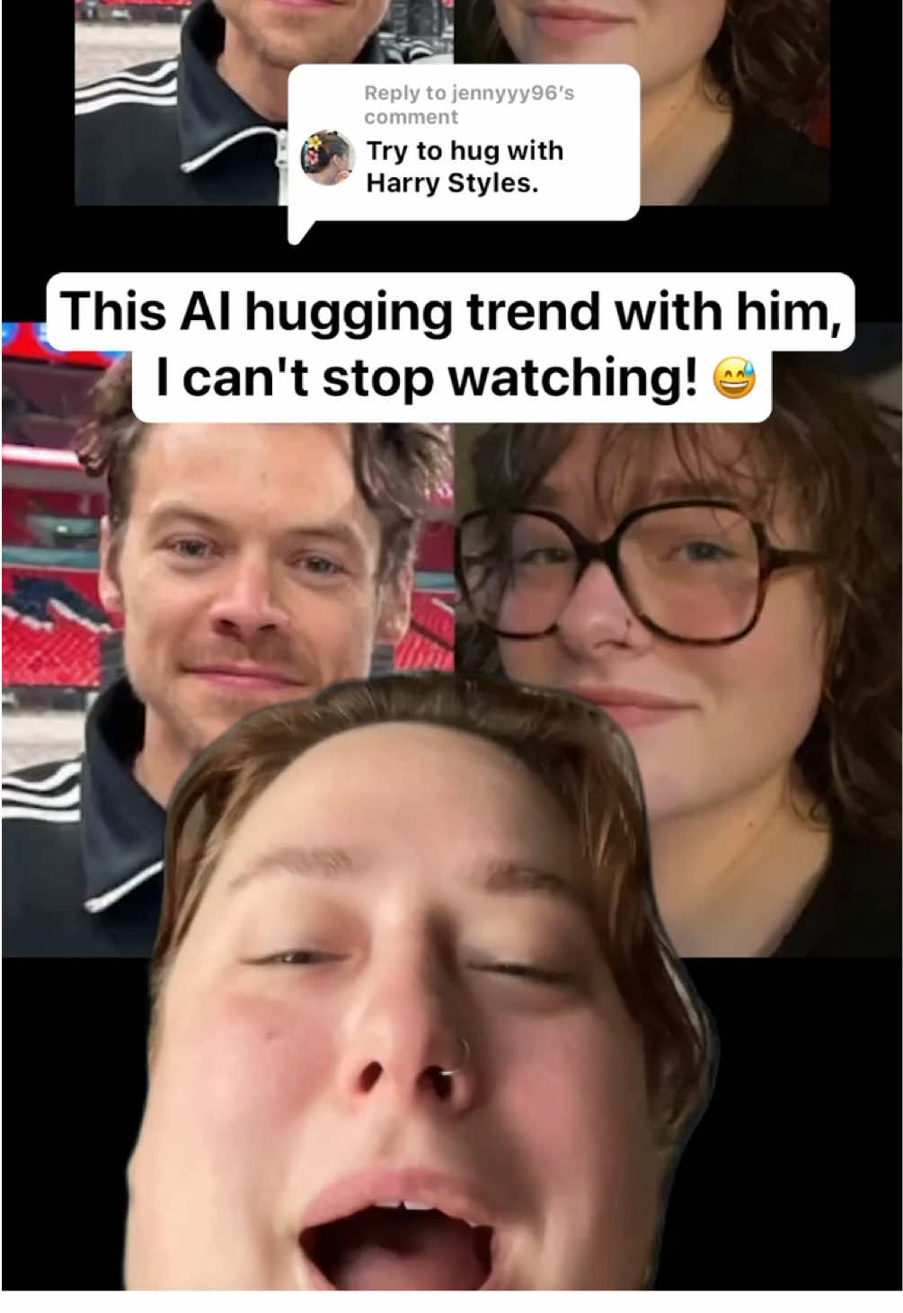 Try this AI Hugging trend with Harry! 💜 #hugtrend #aihug #huggingtrend #aivideos #aiviral #harrystyles 