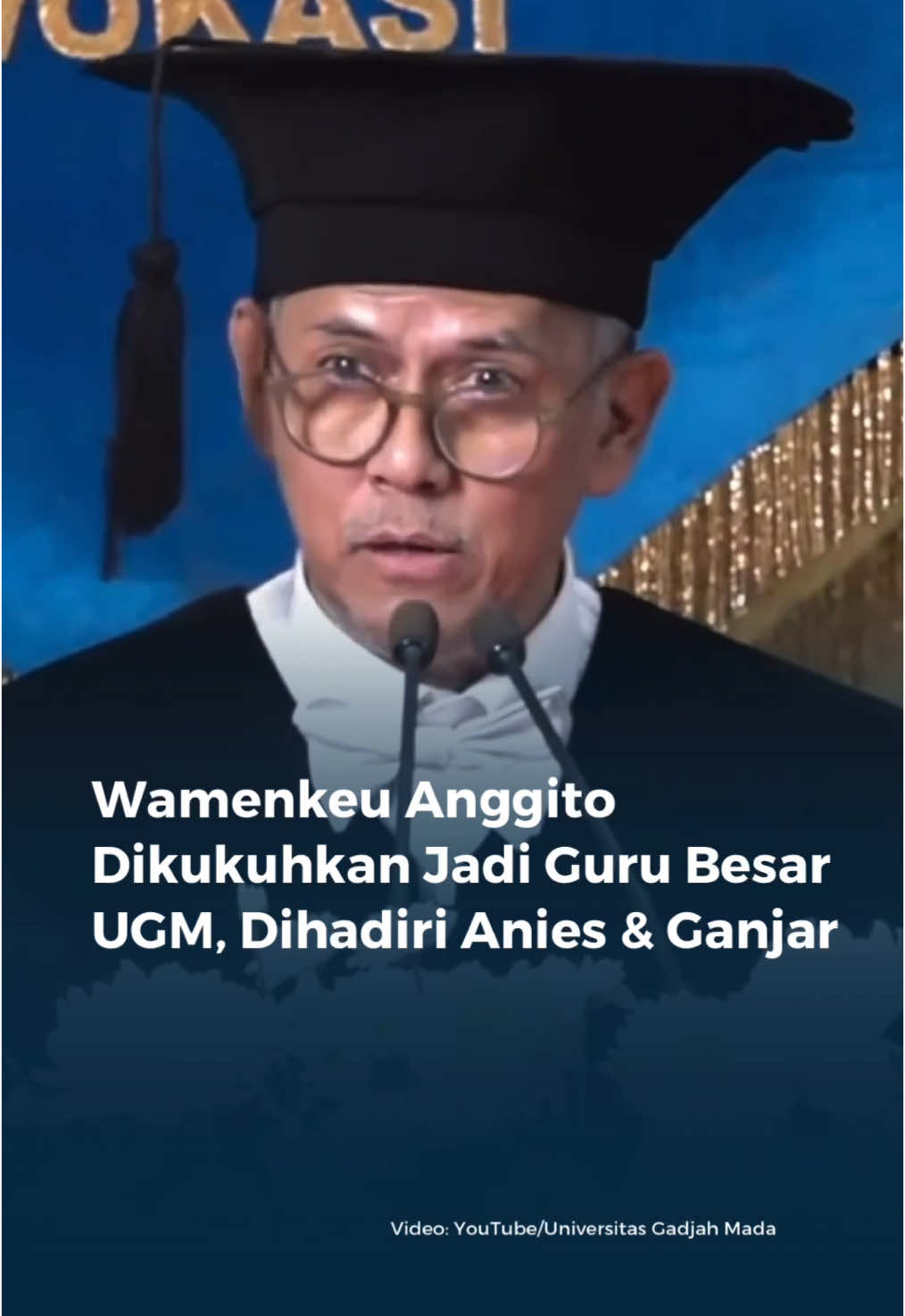 Wakil Menteri Keuangan Anggito Abimanyu resmi dikukuhkan sebagai Guru Besar Bidang Ekonomi di Departemen Ekonomika dan Bisnis, Sekolah Vokasi Universitas Gadjah Mada (UGM).  Pengukuhan yang berlangsung di Balai Senat UGM, DIY, Selasa (4/2), dihadiri sejumlah menteri, pejabat, serta beberapa tokoh nasional. Dalam pidato pengukuhannya yang berjudul 