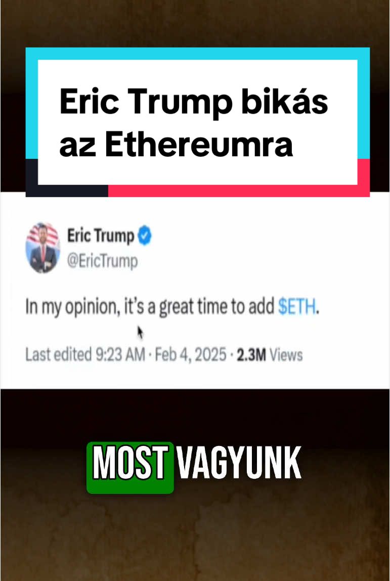 Eric Trump bikás az Ethereumra #trump #bitcoin #crypto #ethereum #blockchainbloomhungary #bullmarket #cryptocurrency 