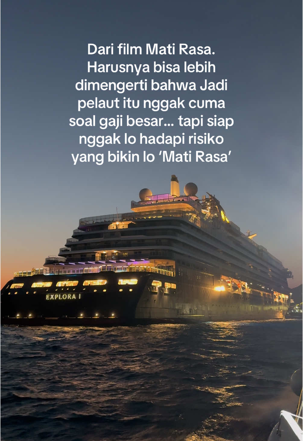 Film Mati Rasa menggambarkan kerasnya kehidupan seorang pelaut yang harus menghadapi berbagai risiko, baik secara fisik maupun mental. Kisahnya menyoroti bagaimana tekanan pekerjaan, kesendirian di laut, dan tantangan ekstrem dapat membuat seorang pelaut kehilangan emosi atau menjadi “mati rasa. #pelautindonesia #pelautpunyacerita #kerjakapalpesiar #explorajourneys #matirasa 