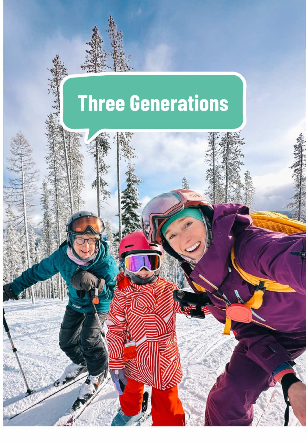 Three generations, one shared tradition rooted in connection and the women who shape us. My mama, who never got to meet my daughter, would have loved skiing with her granddaughter alongside me and my mother in law, soaring down the slope together. I tear up thinking about this (in a healing way) every time I watch the moment in this video when the music swells and Emi and GJ ski side by side.  My mom was the one who taught me to ski and shared her joy of being in nature with me, much like Doug’s mom did with him, and now we get to pass on to my daughter.  I’m grateful for Doug’s mom, for the way she creates these memories with her grandchildren. There’s something magical about three generations, from age 5 to 72, skiing down a mountain together. ✨ Just like Reima has supported generations of adventure by reimagining outdoor wear, together, we’re reimagining what it means to experience tradition—honoring the past while embracing the future. Join us by sharing your passed down tradition and who you share them with. #motheranddaughter #grandmotheranddaughter #familytradition #reimapartner #mindfulparenting  #familyadventures @SkiLookoutPass 