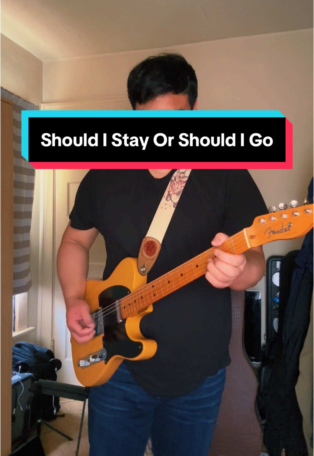 Redoing one of my most successful videos from last year because that haircut still gives me nightmares. @The Clash @Fender  #guitar #guitarcover #riff #guitartok #shouldistayorshouldigo #guitarist #fypage #telecaster #guitarra 