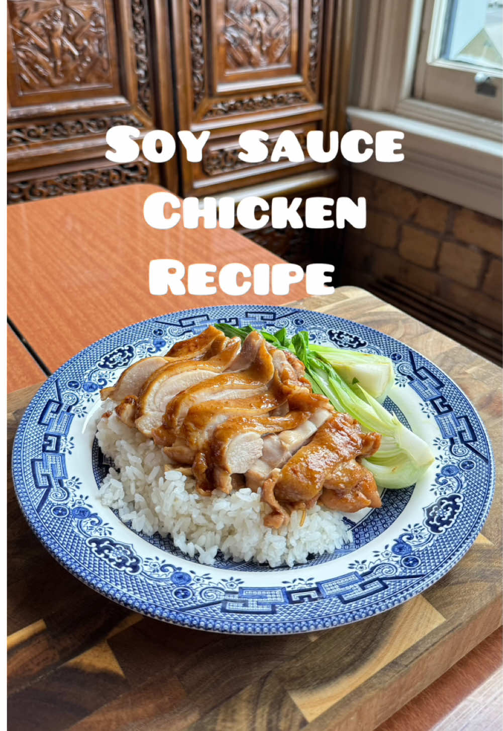 My Version of Soy Sauce Chicken✨ One of the main meat options in Cantonese bbq restaurants, though not technically a bbq it is however a way to showcase a Chinese technique of poaching protein in a super flavourful stock to season the meat, preserving its natural flavours and textures.  Recipe serves 4 plus the starter base for your soy master stock, increase the chicken for larger servings. As you make this dish over and over again with the same stock, add more seasoning, spices and aromats to rebalance the flavours.  4 large chicken legs (cut off excess fat, deboned, crack the bones and set aside) 2 tsp grated ginger  1/4 tsp white pepper  2 tsp salt  2 tsp cornflour  2 tbsp rice wine  1 tbsp dark soy sauce  Mix the deboned chicken in a bowl and set aside  Master stock: Bones and fat from chicken legs 2 sprig spring onion (cut) 12 cloves garlic (smacked) 50g ginger (sliced) 2 tbsp oil 1 litre water  1 1/2 tbsp salt  1/4c light soy sauce 1/4c dark soy sauce  1 cup brown sugar  Spices: 1 tsp clove, 5 bay leaves, 1 cassia bark, 2 black cardamom, 1 tsp five spice, 1 tsp garlic powder, 2 tsp toasted fennel seeds, 3 star anise, 1 tsp black peppercorn  *note: use whatever spices you wish/have access to* Fry the aromats with oil, bones and fat for a few minutes on medium high heat. Add in the spices, water and seasoning. Simmer for 40min. Remove the bones and ginger slices. Poach the marinated chicken legs on medium low heat for 18-22min until cooked. Slice and serve chicken over rice with Asian greens and ginger relish. Store the master stock by bringing it to a boil first, strain and filter all spices, allow to cool and skim off the fat. Pour into leak proof bag and freeze. Relish: 5 spring onion (finely chopped) 50g ginger (finely chopped) 1/4 tsp white pepper  1 tsp salt  1 tsp sugar  1 tsp chicken powder  200ml oil  Add everything except oil in a heat proof bowl and pour heated oil (to about 240C) over ingredients. Stir and set aside. Save/Share this recipe to someone who would love this recipe! ✨✨✨ #chicken #soysaucechicken #chickenrecipe  #modernchinese #homecooking #chineserecipes #samlow #recipesoftiktok 
