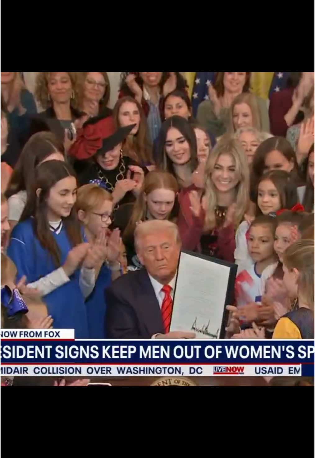 Watch as President Trump signs an executive order limiting women’s sports to biological men