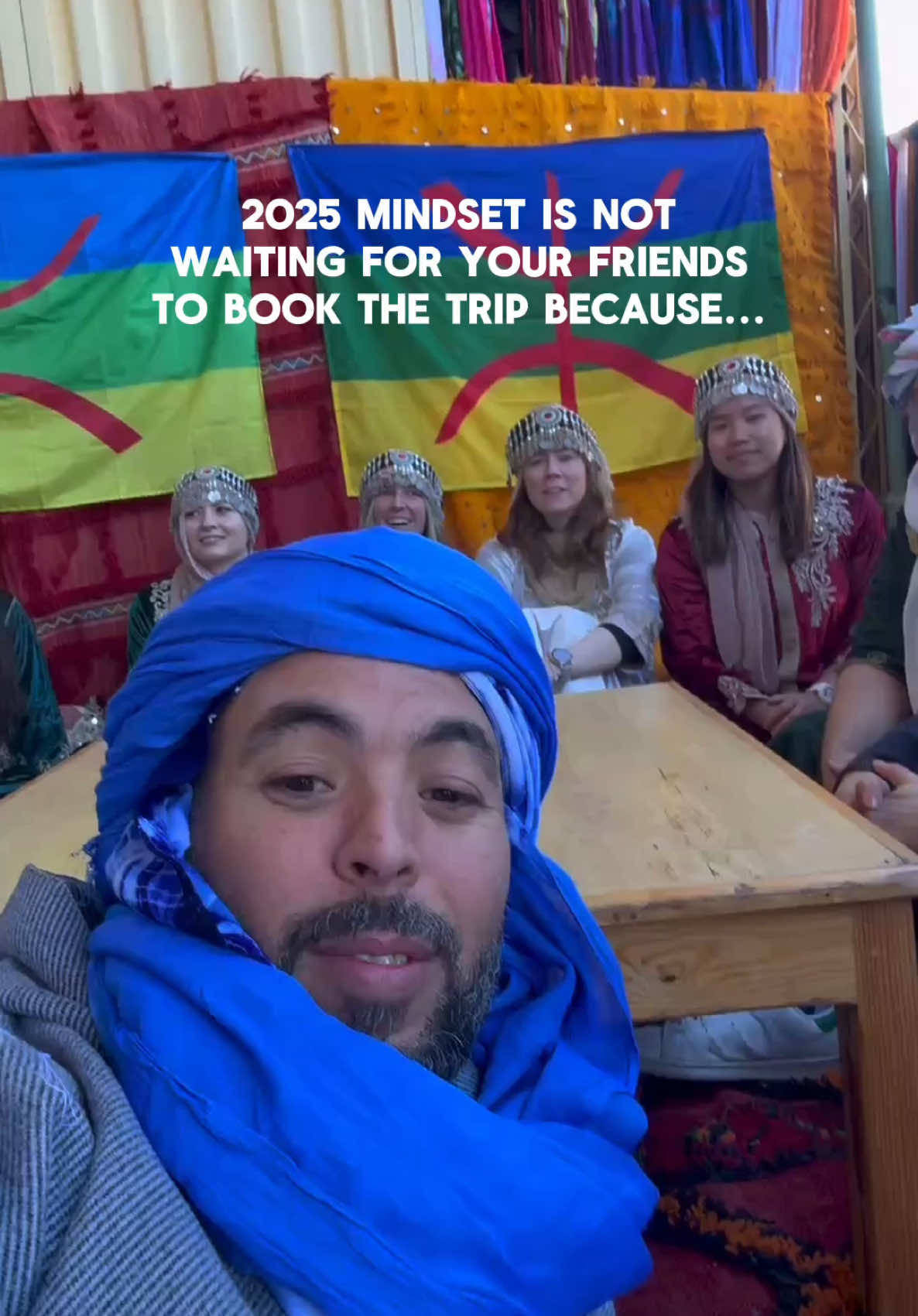 Met them on my @gadventures trip in Morocco 🫶 Filmed in the village of Lmalaab near Merzouga, this video captures the rich heritage of the Amazigh people. Amazigh clothing tells a story of culture, identity, and tradition through vibrant colours and intricate patterns. 🎥 Youssef Dine, CEO Morocco Ready to make new friends and step outside your comfort zone? Hit the 🔗 in bio to start planning your trip with #gadventures today! #solotravel #grouptravel #traveltok #traveltiktok #travelbuddies