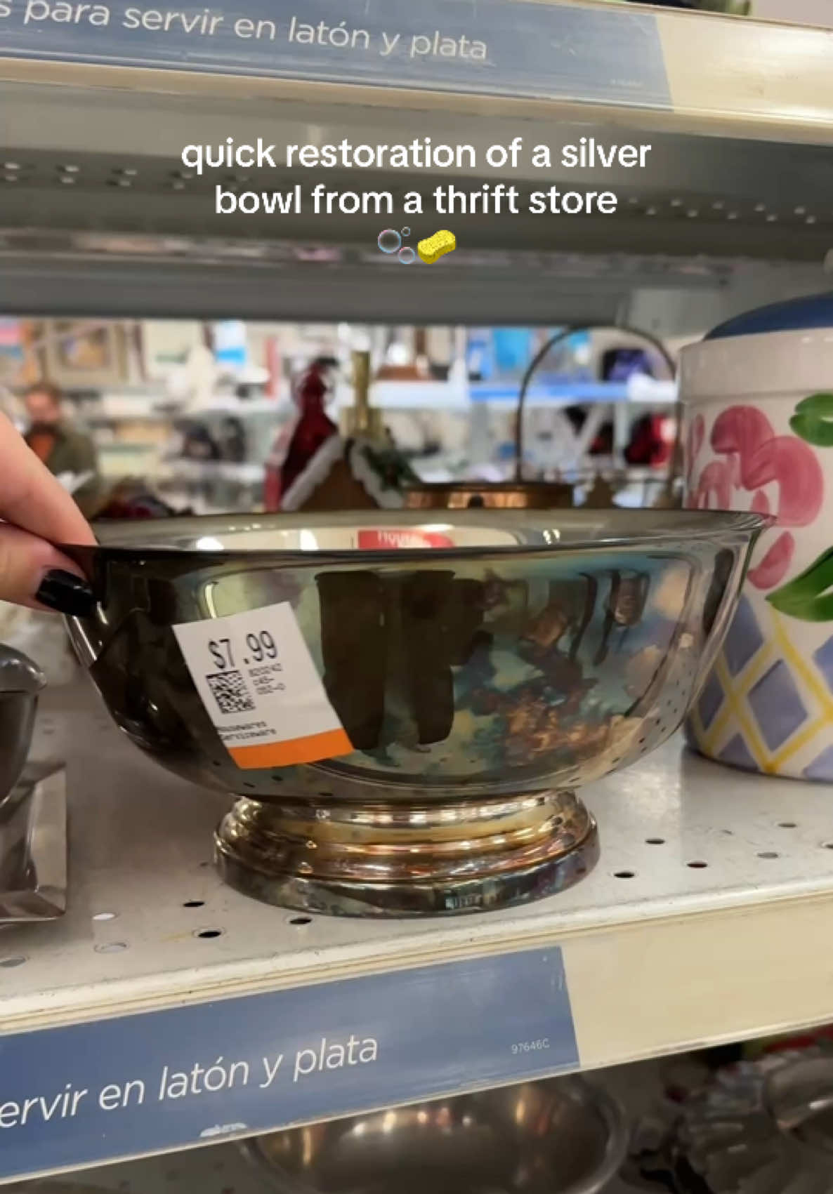 Is this bowl worth more than 7.99??? 😅😅😅 #CleanTok #thriftstore #silverware #restoring 