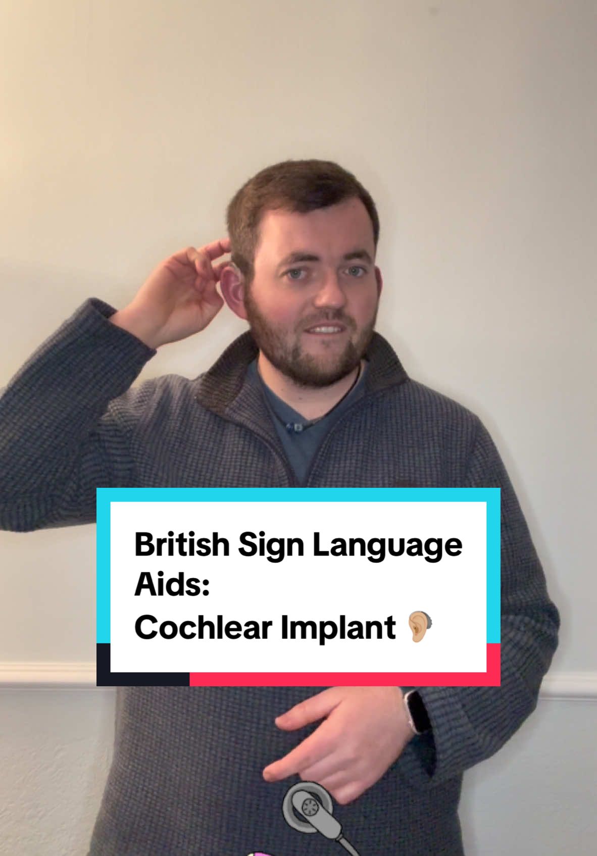 Today’s new Sign in British Sign Language is? Today’s Sign is #CochlearImplant ! Join me everyday for new signs in British Sign Language! #deaf #bsl #sse #signlanguage #cochlear #implant #Love @cochlear  Note: I’m from the South UK so some signs are regional!